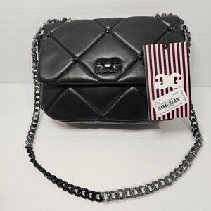Gilda Paris Black Soft Quilted Studded Messenger Bag/Crossbody NWT